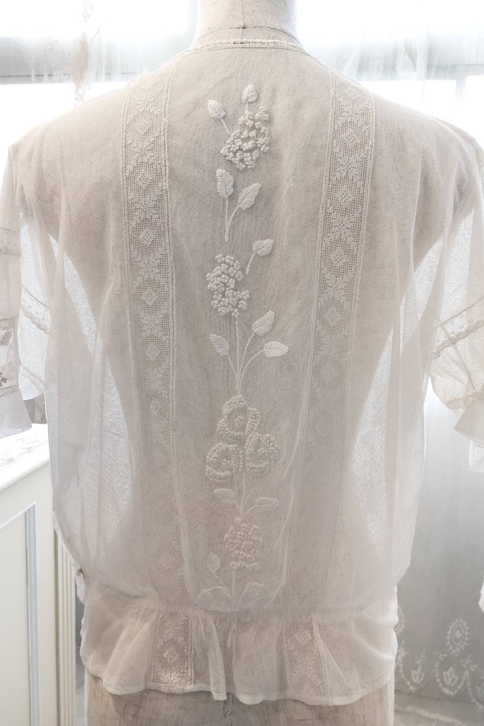 1930s Embroidered Tulle Blouse