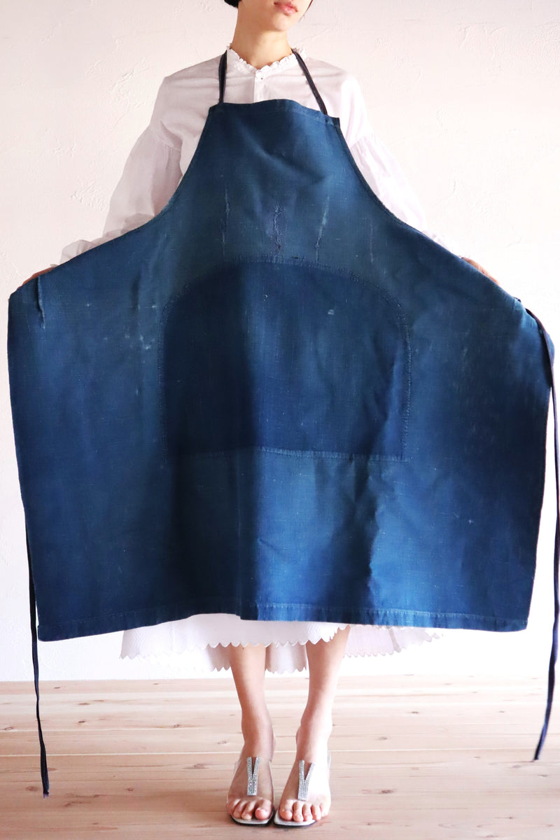 エプロン 1920s French Indigo Linen Apron 1920s French Indigo Linen Apron – makky