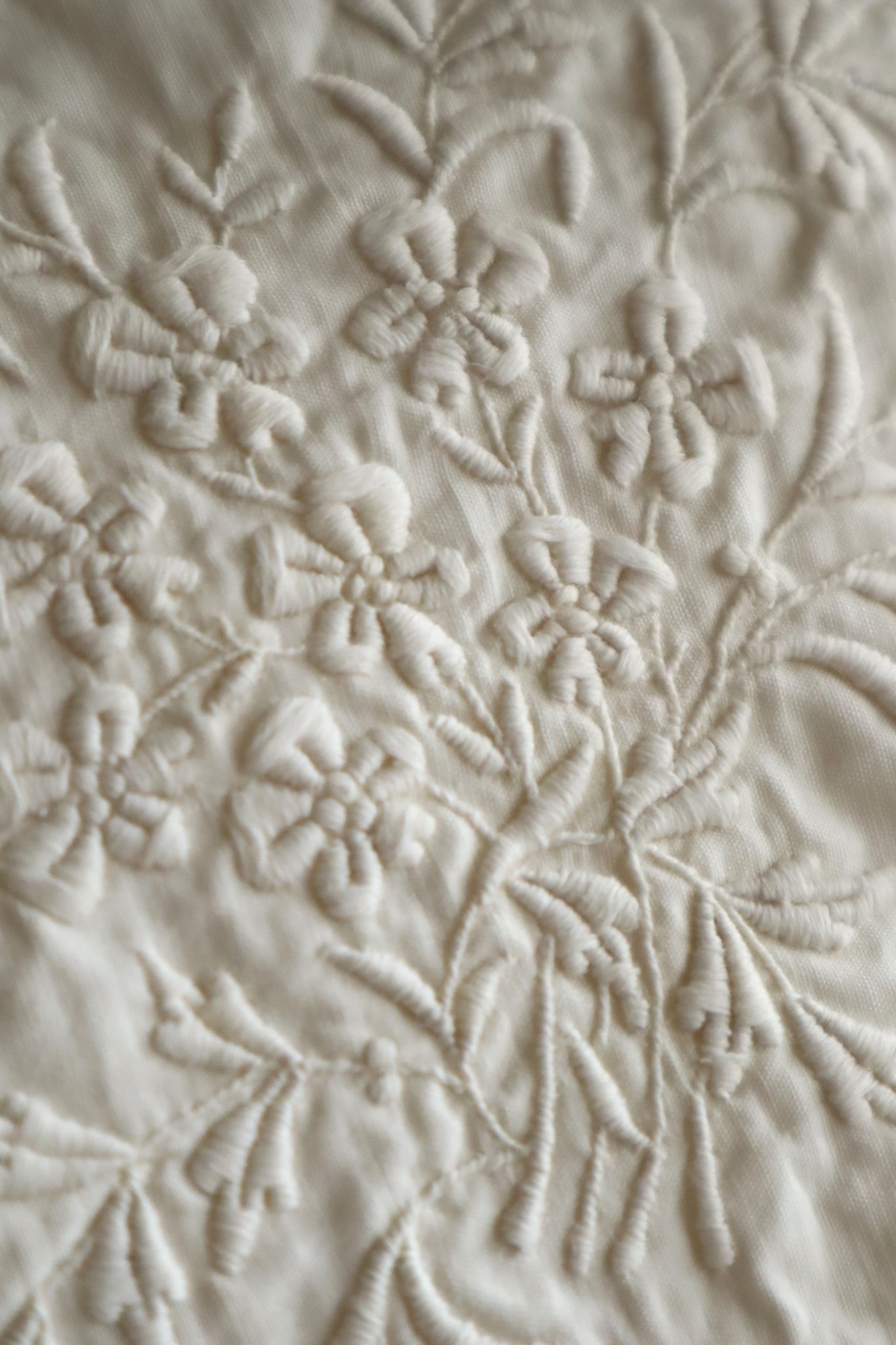 1900s Flower Hand Embroidery Cotton Dress