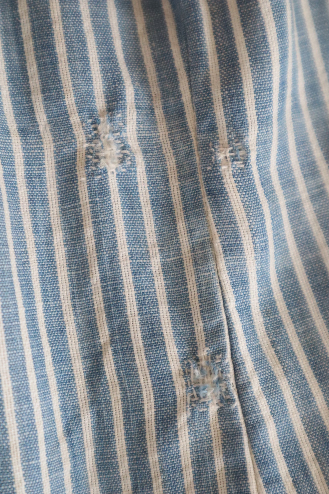 1890s Blue Striped Calico Dress