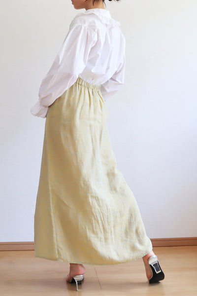 90s FLAX Yellow Long Skirt