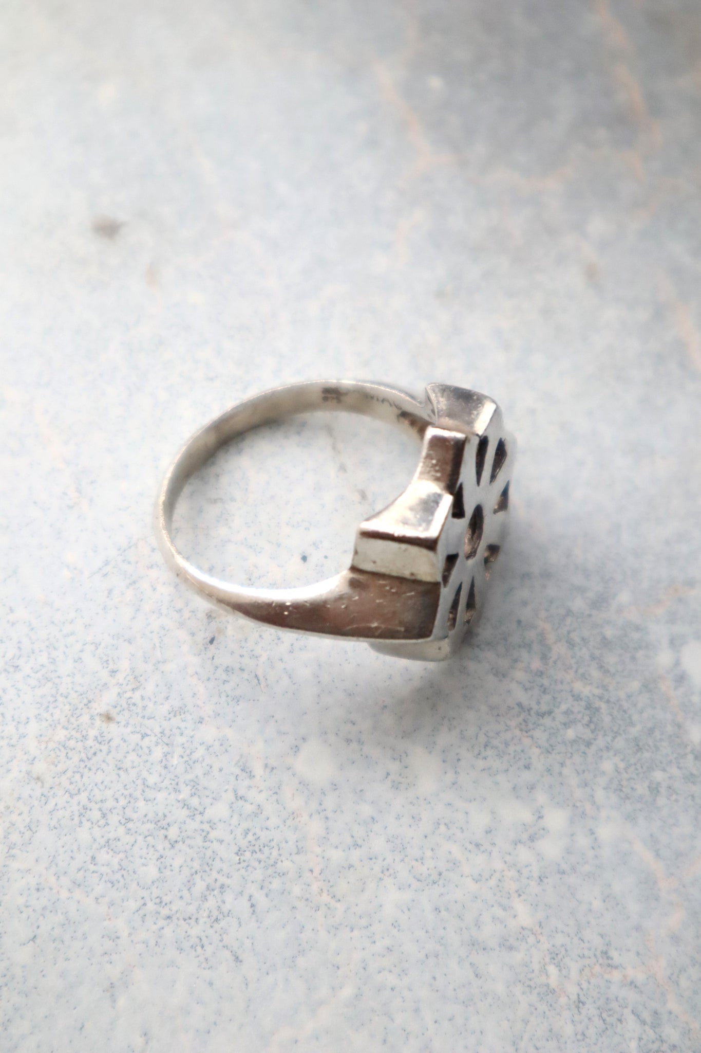 70s Sterling Silver Direction Symbol Ring