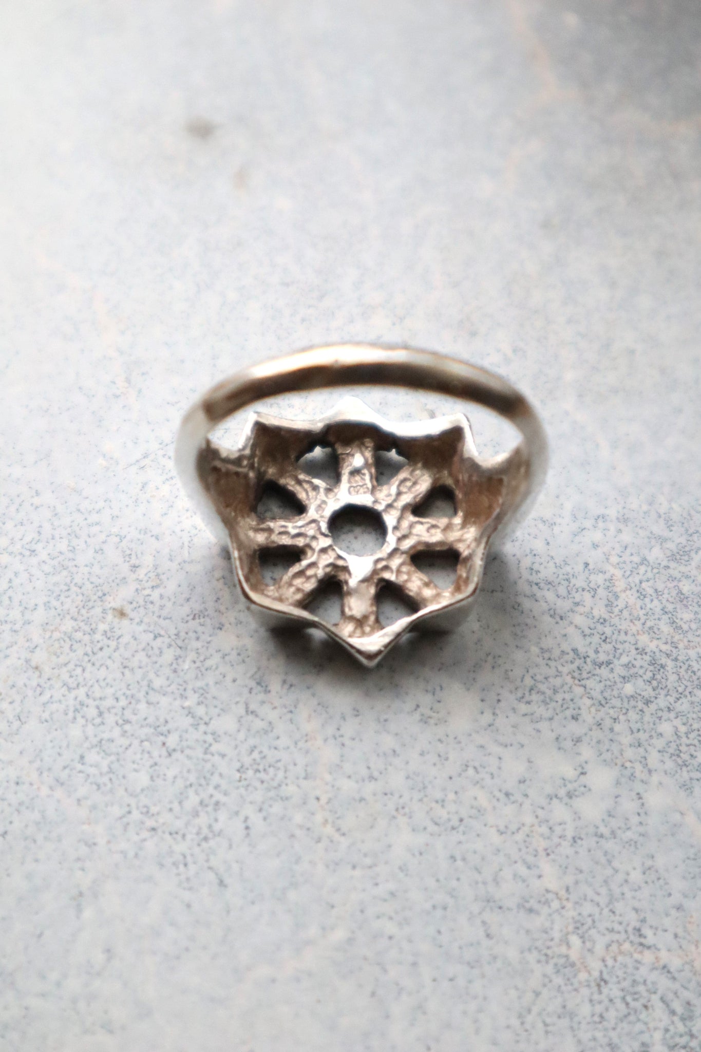 70s Sterling Silver Direction Symbol Ring