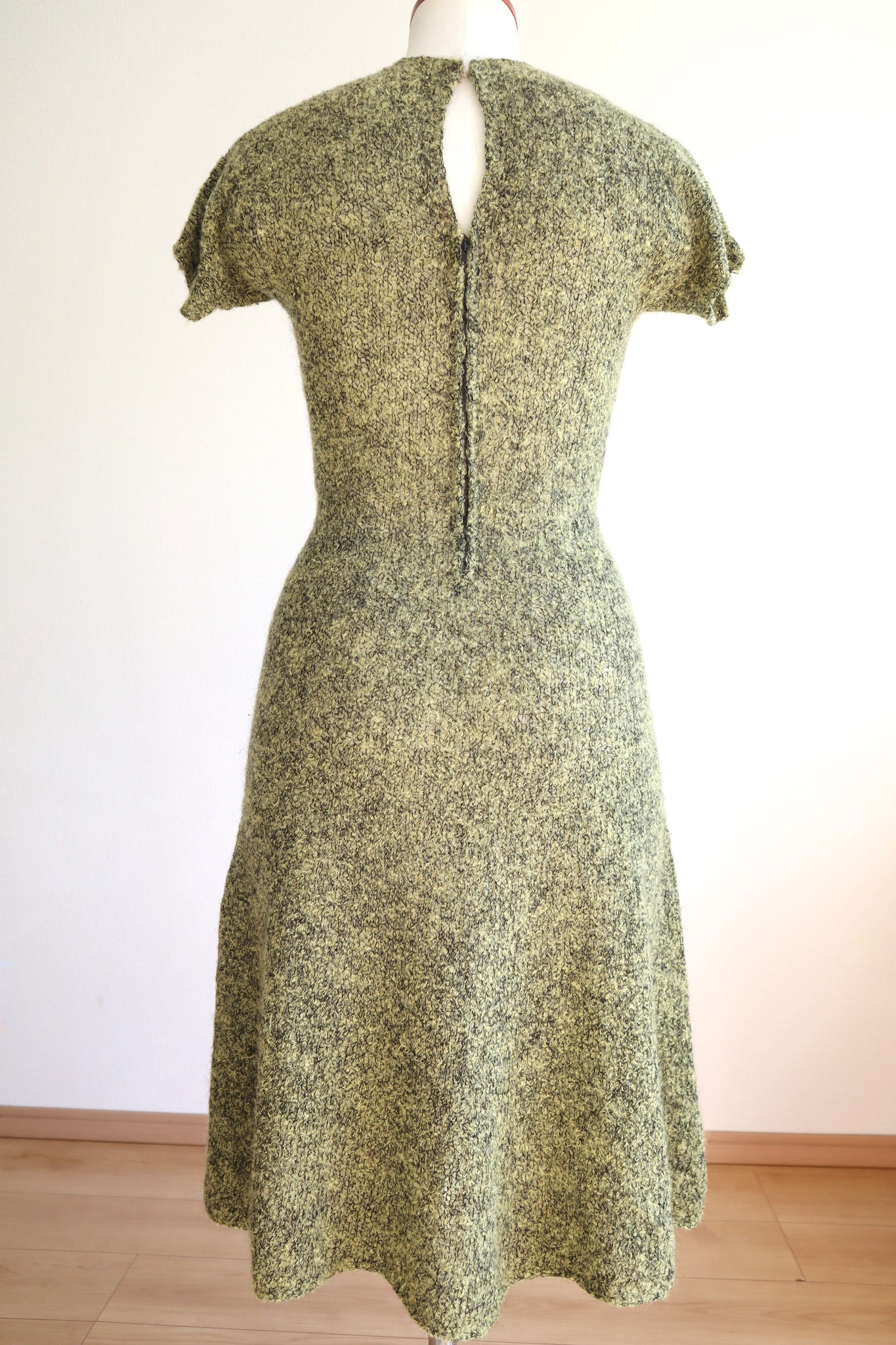 1940s Hand Knit Mix Wool Dress