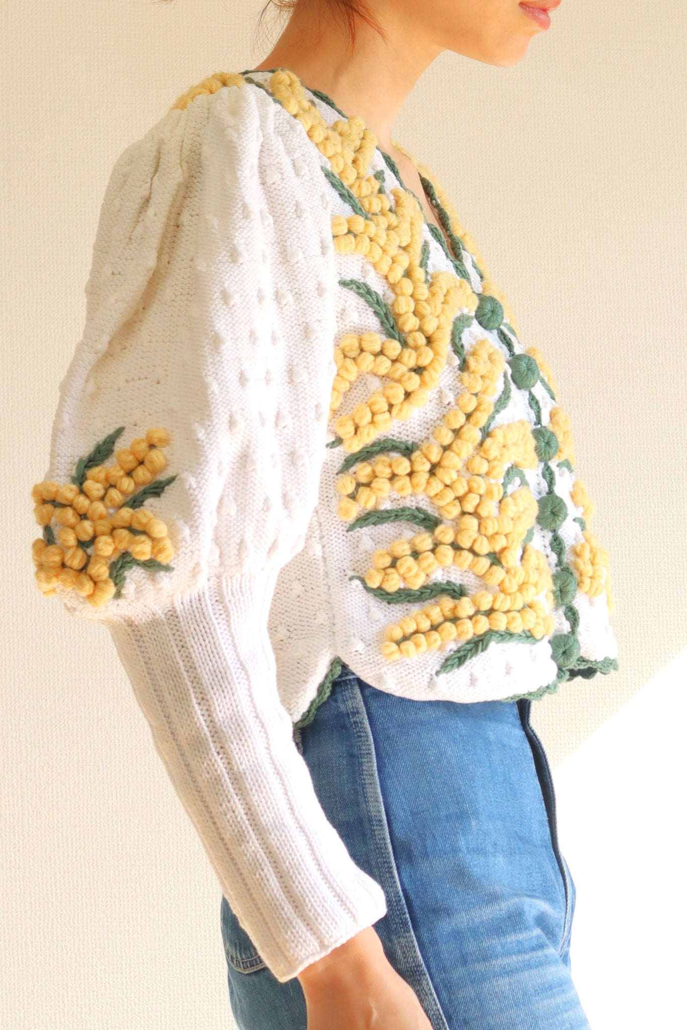 80s Hand Knit Cotton Austrian Cardigan