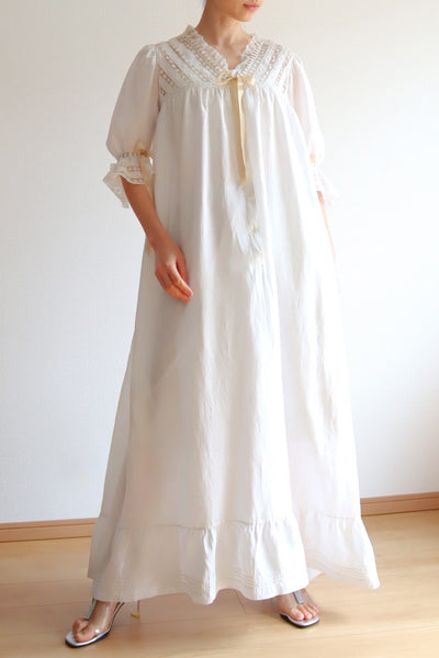 1900s Hand Embroidery Lawn Linen Dress