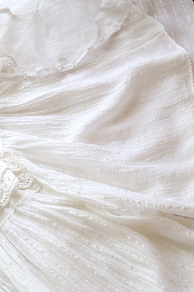 70s White Cotton Gauze Dress