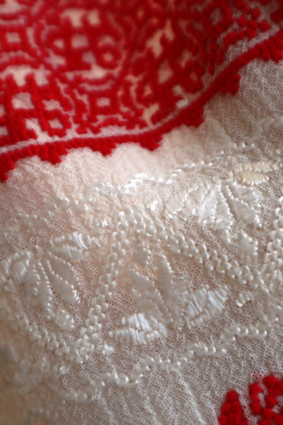1940s Red Embroidery Romanian Blouse