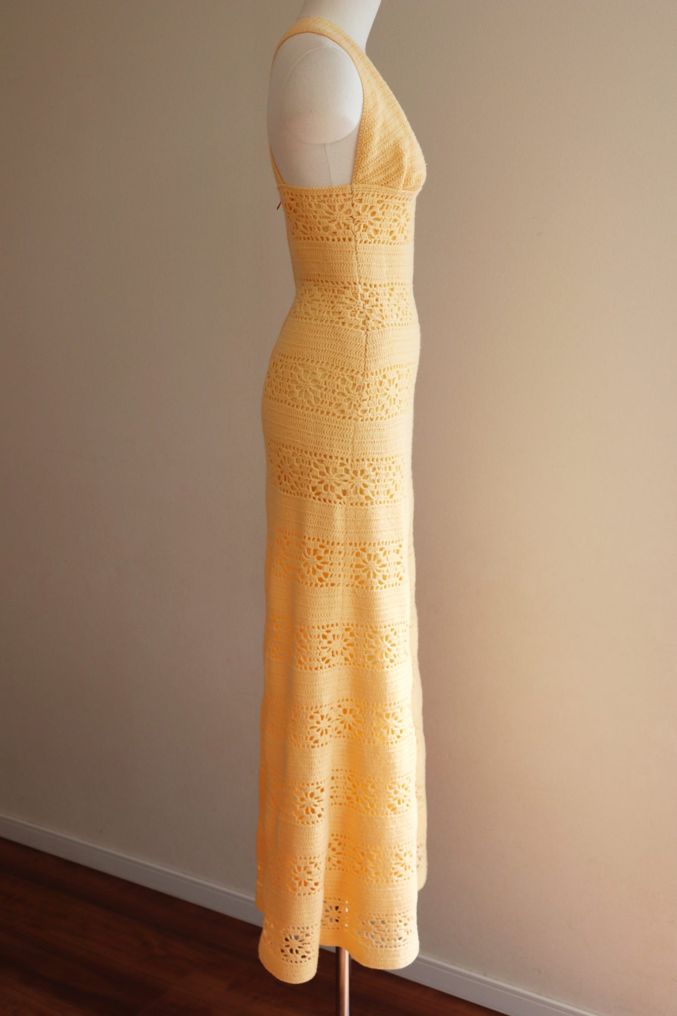 70s Handmade Crochet Maxi Dress
