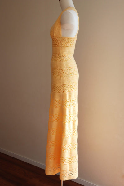 70s Handmade Crochet Maxi Dress