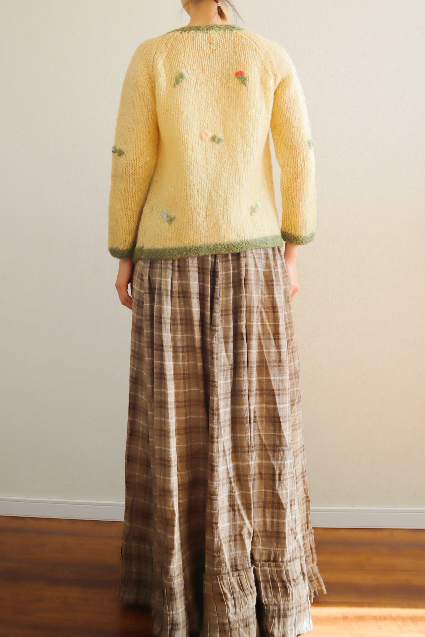 60s Flower Embroidery Hand Knit Mohair Cardigan