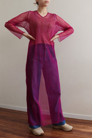 80s Pink Mesh Maxi Dress