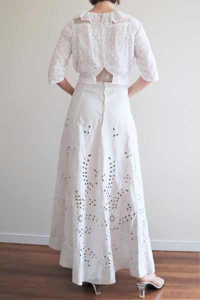 1900s Floral Broderie Anglaise Skirt