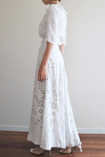 1900s Floral Broderie Anglaise Skirt