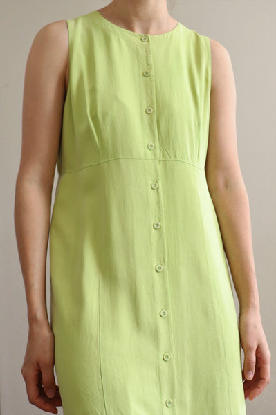 Vintage Lime Green Silk Maxi Dress