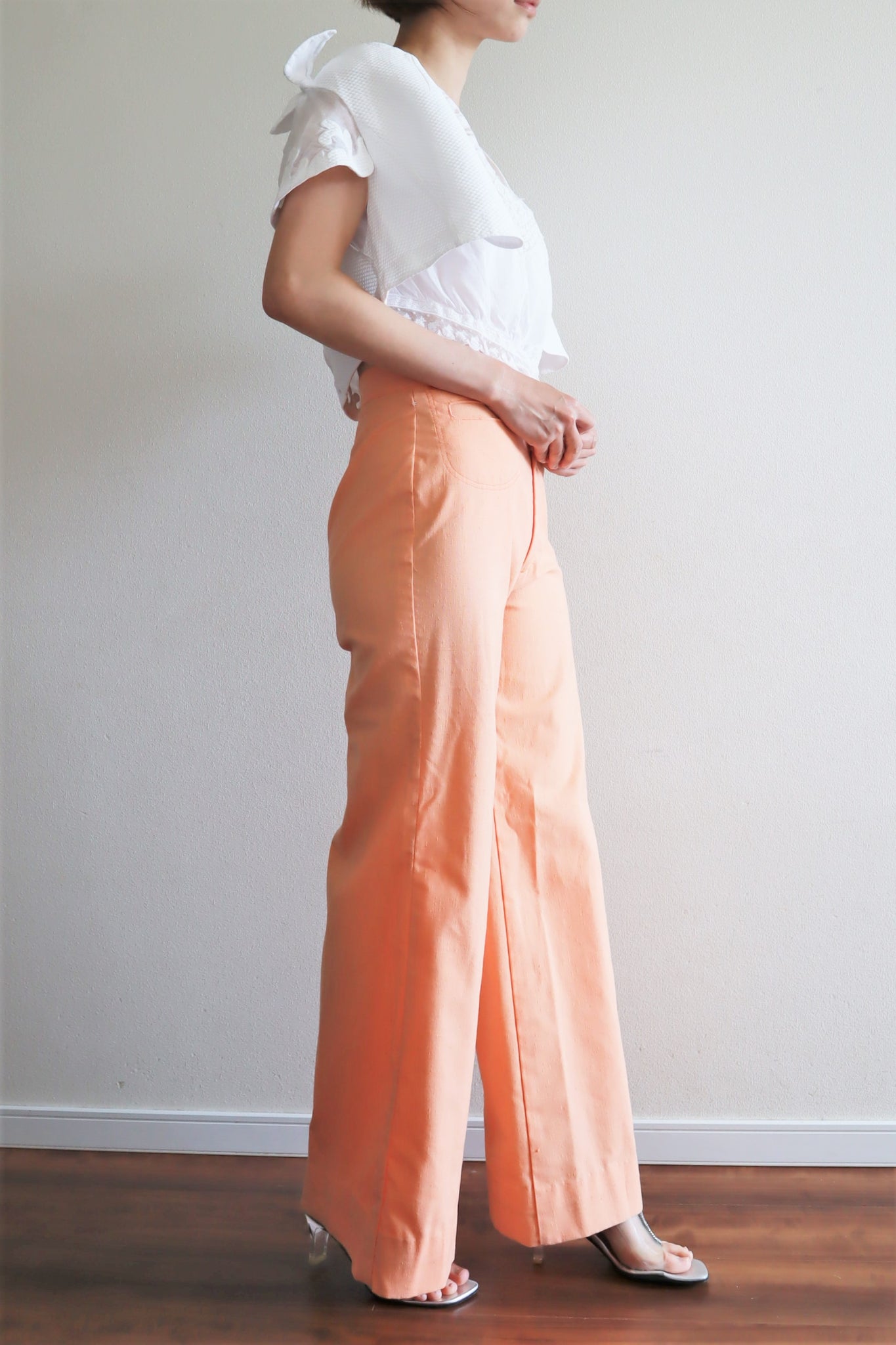 70s Pale Orange Cute Bell Bottom Pants