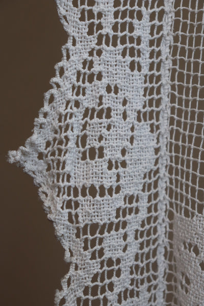 1940s French Filet Netted Lace Doily