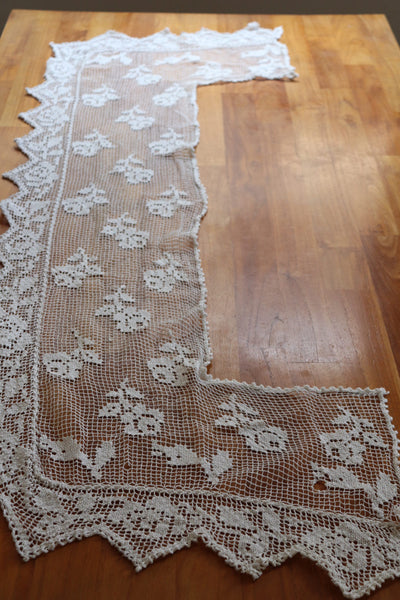1940s French Filet Netted Lace Doily