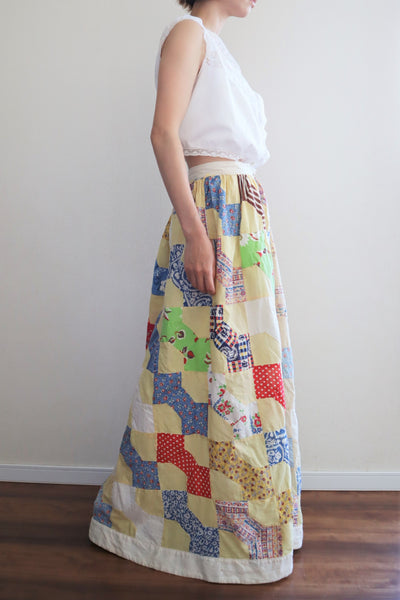 1940s Cotton Patchwork Skirt