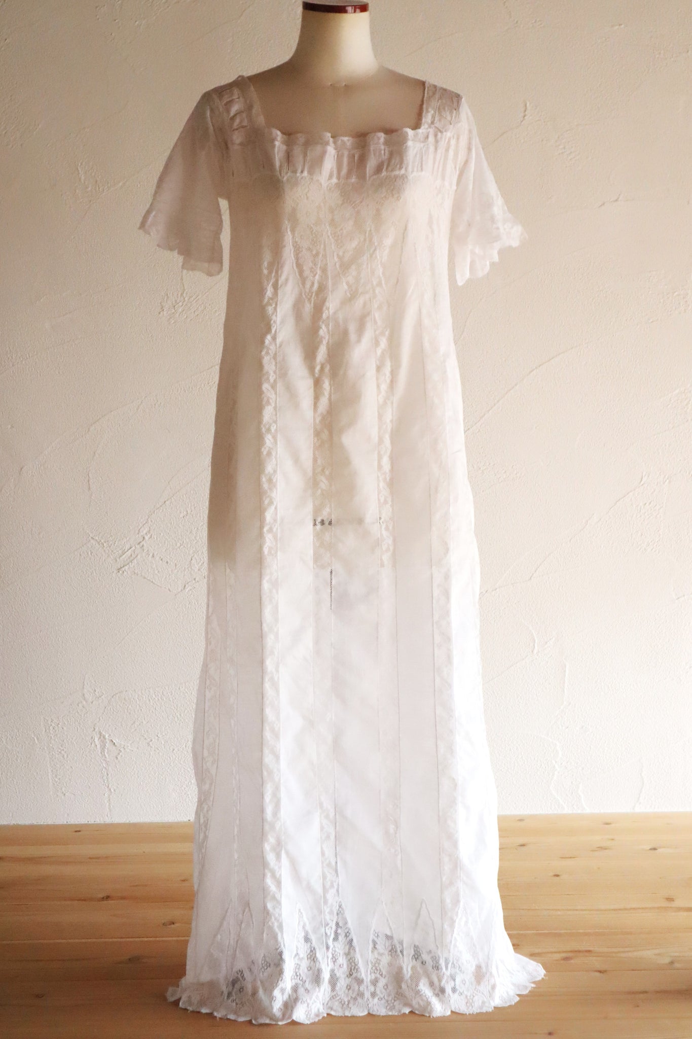 1900s French Valenciennes Lace Cotton Dress