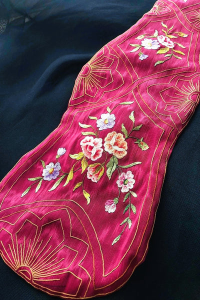 Rare 1890s–1900s French Hand Embroidered Silk Violin Protector