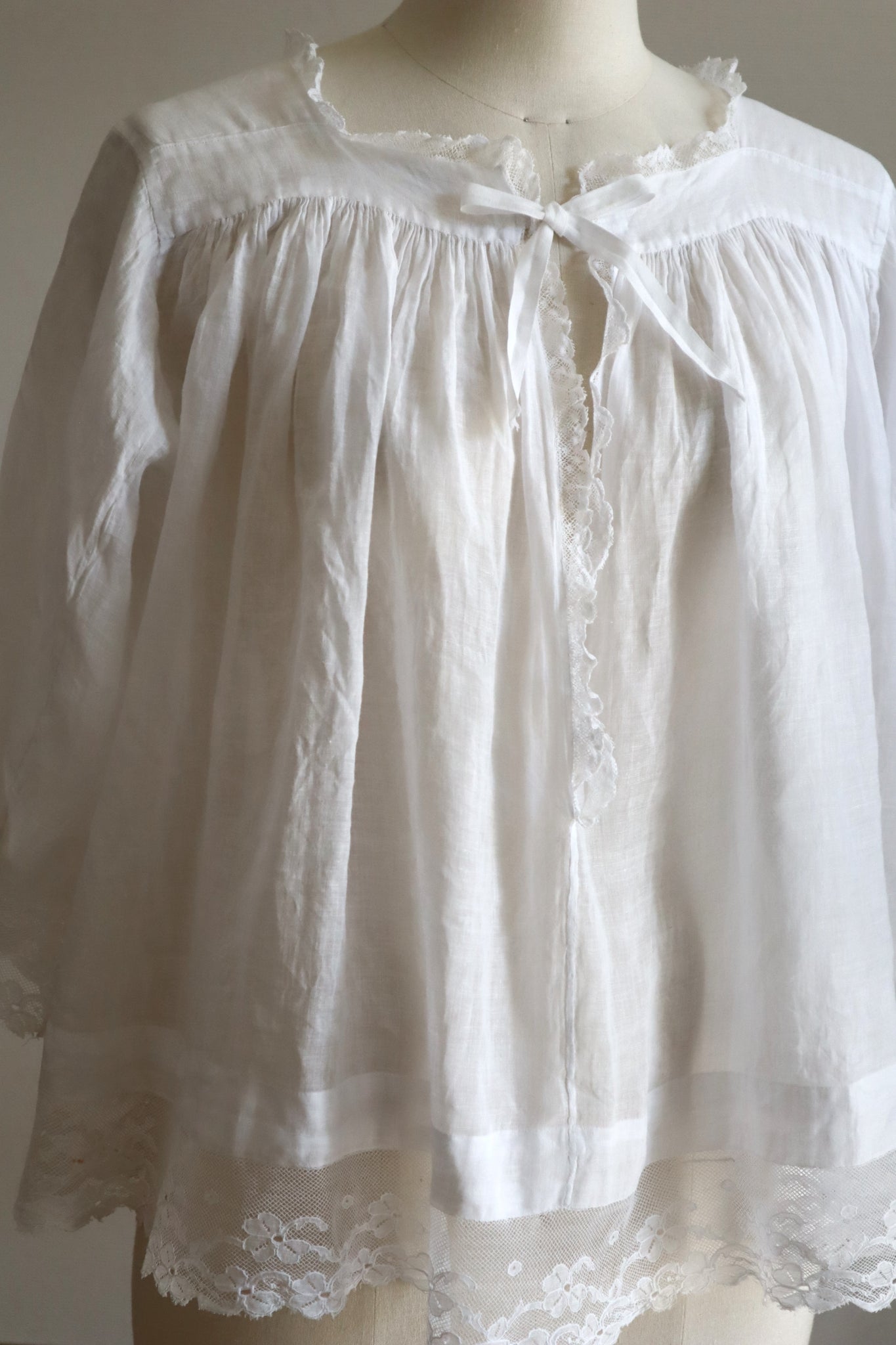 1890s French Handsewn Linen Church Smock
