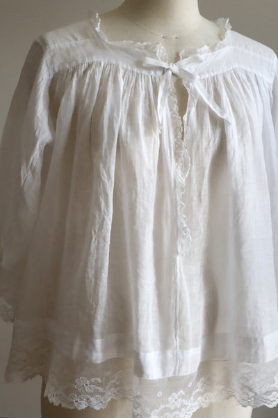 1890s French Handsewn Linen Church Smock