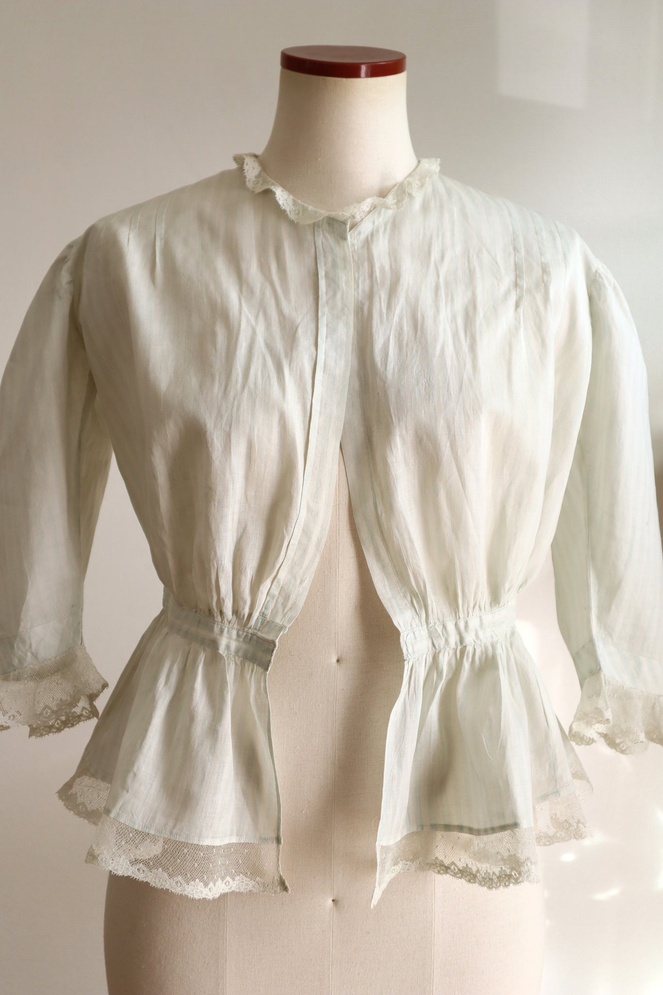 1910s Cotton Striped Lace Blouse