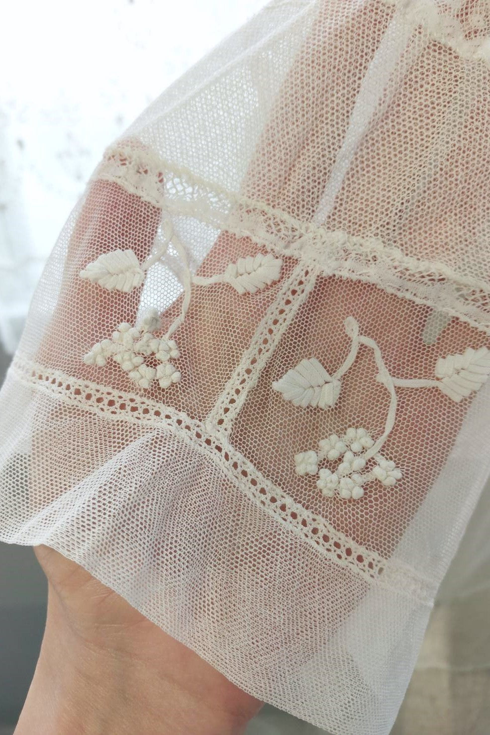 1930s Embroidered Tulle Blouse