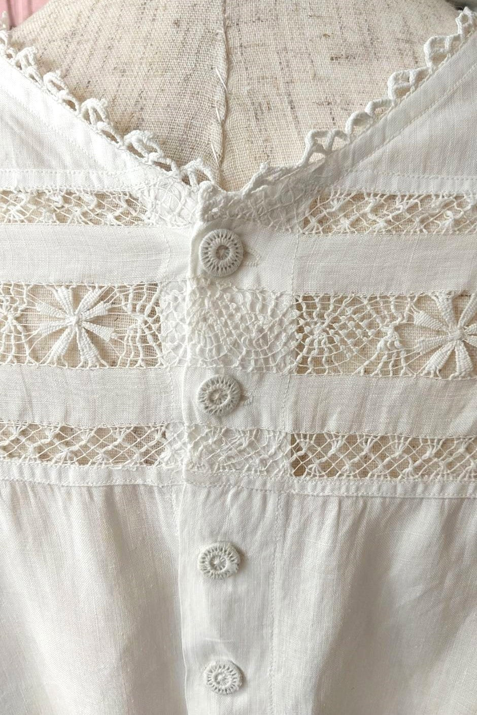 1900s Edwardian Linen Dress