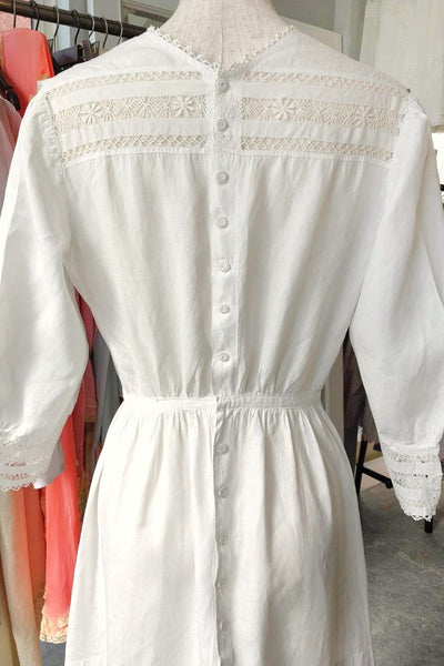 1900s Edwardian Linen Dress