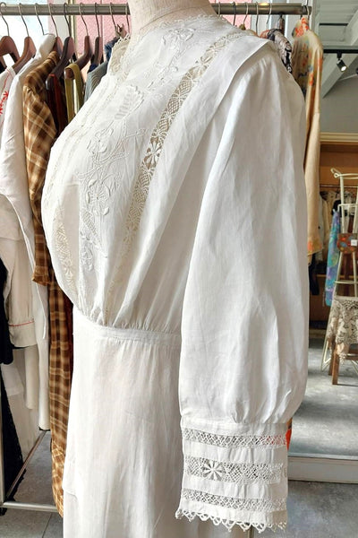 1900s Edwardian Linen Dress