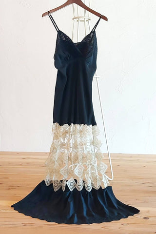 1940s Black Slip Dress