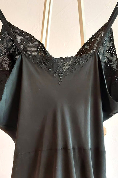 1940s Black Slip Dress