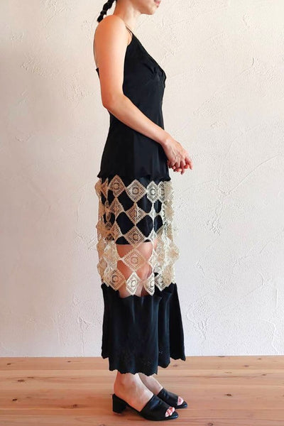 1940s Black Slip Dress
