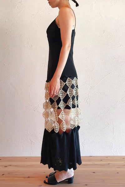 1940s Black Slip Dress