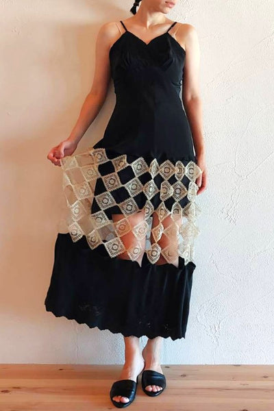 1940s Black Slip Dress