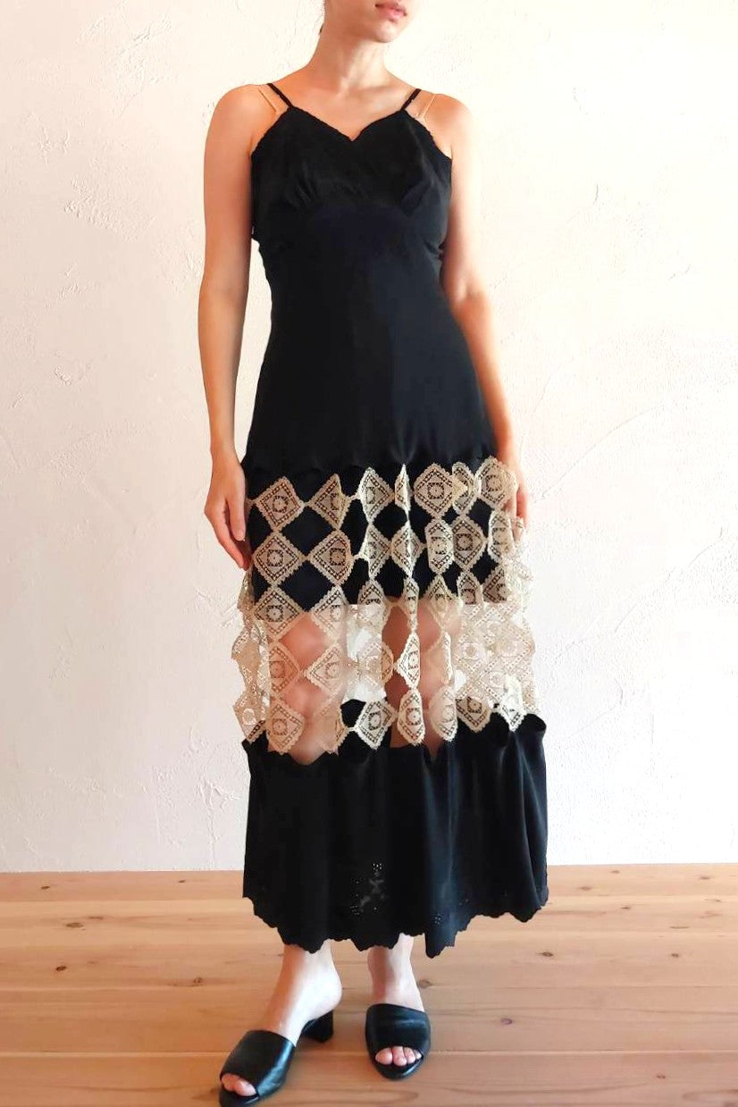 1940s Black Slip Dress