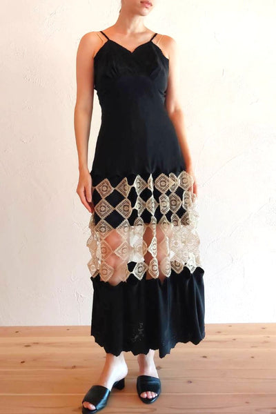 1940s Black Slip Dress
