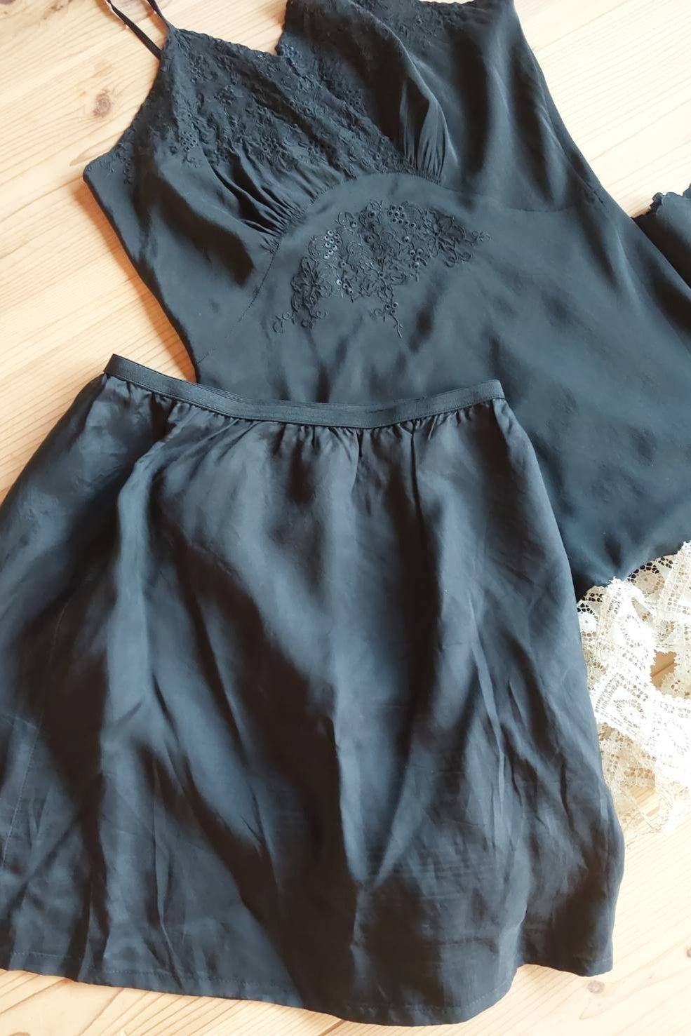 1940s Black Slip Dress