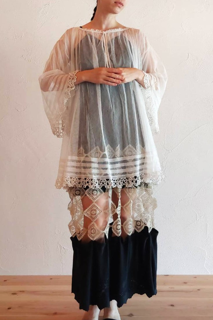 1900s Tulle Lace Church Smock