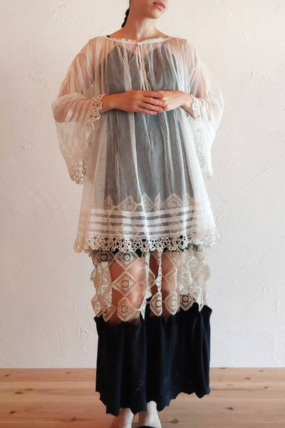 1900s Tulle Lace Church Smock