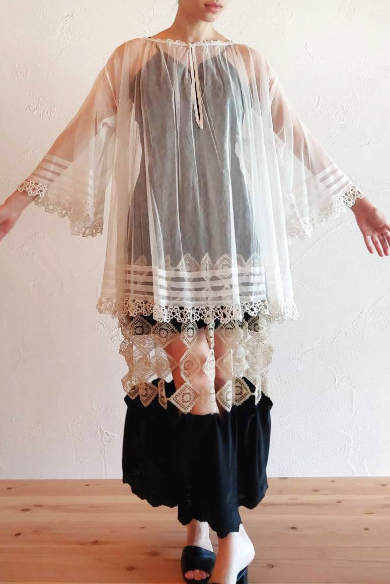 1900s Tulle Lace Church Smock