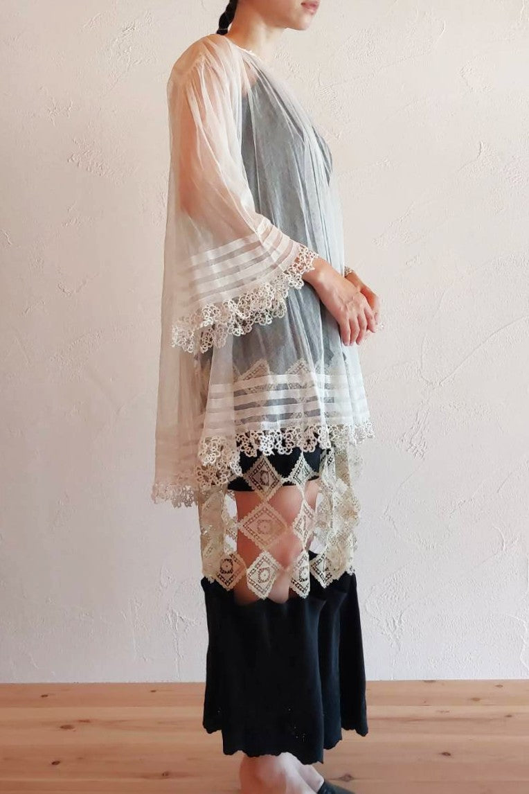 1900s Tulle Lace Church Smock