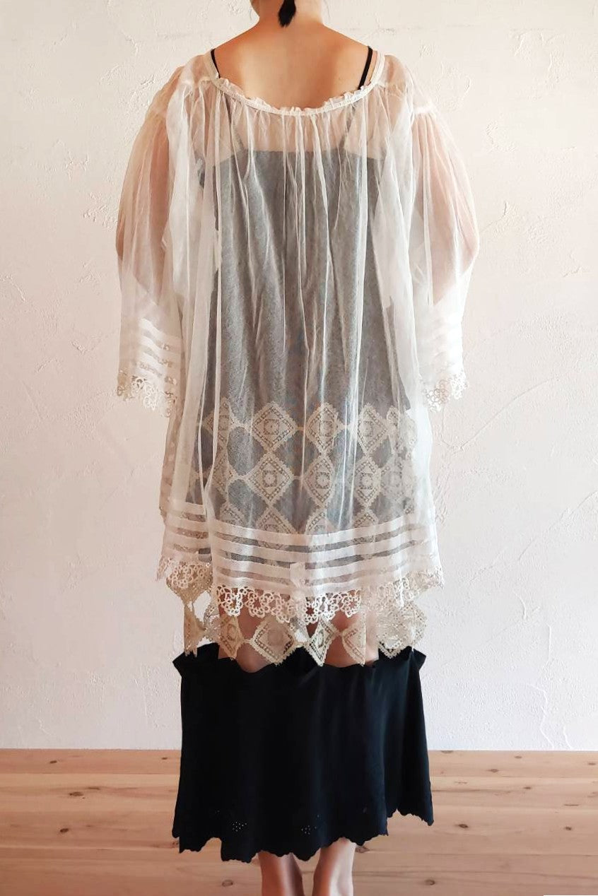 1900s Tulle Lace Church Smock