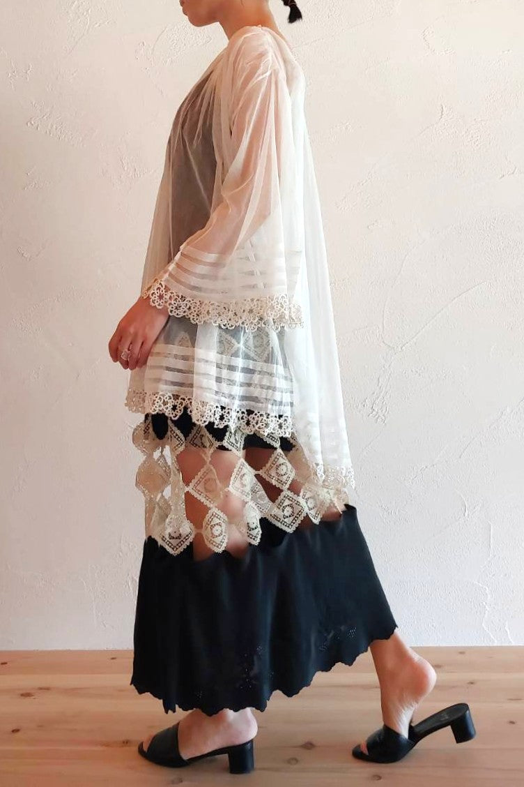 1900s Tulle Lace Church Smock