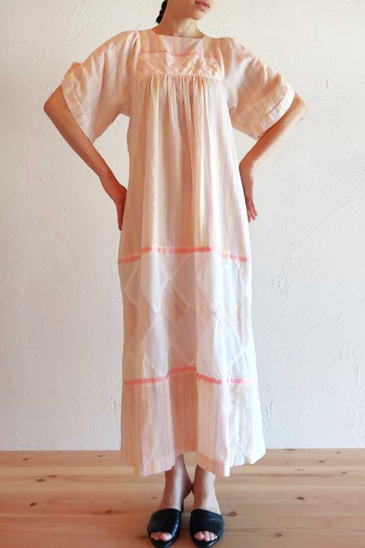70s Pastel Striped Cotton Dress
