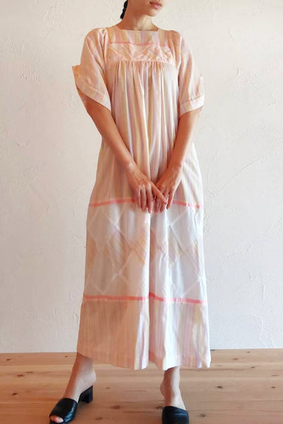 70s Pastel Striped Cotton Dress