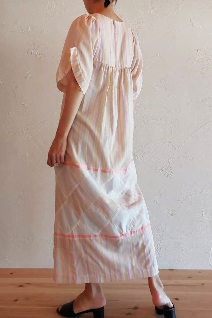 70s Pastel Striped Cotton Dress
