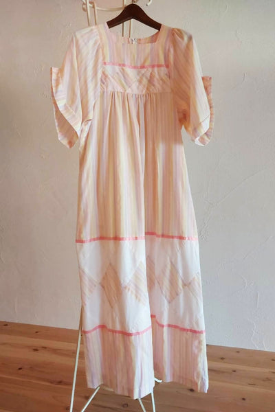 70s Pastel Striped Cotton Dress